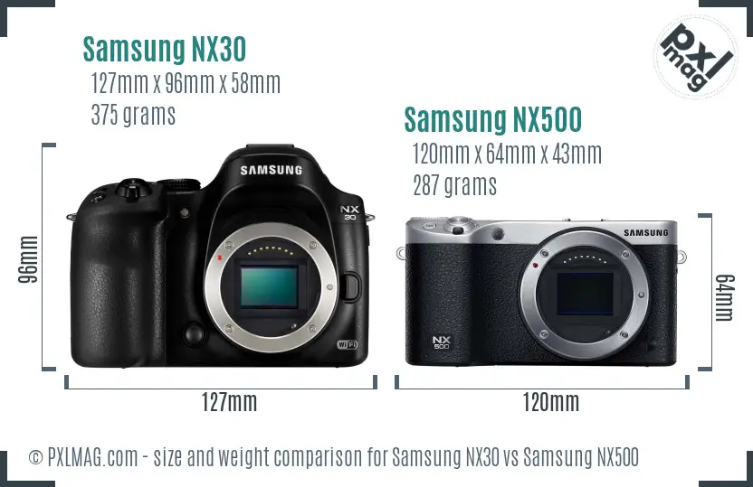 Samsung NX30 vs Samsung NX500 size comparison