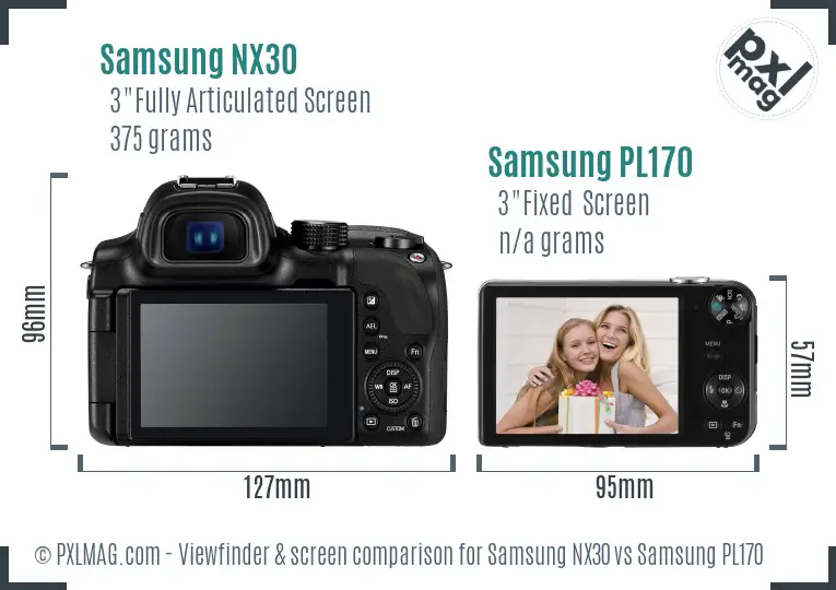 Samsung NX30 vs Samsung PL170 Screen and Viewfinder comparison