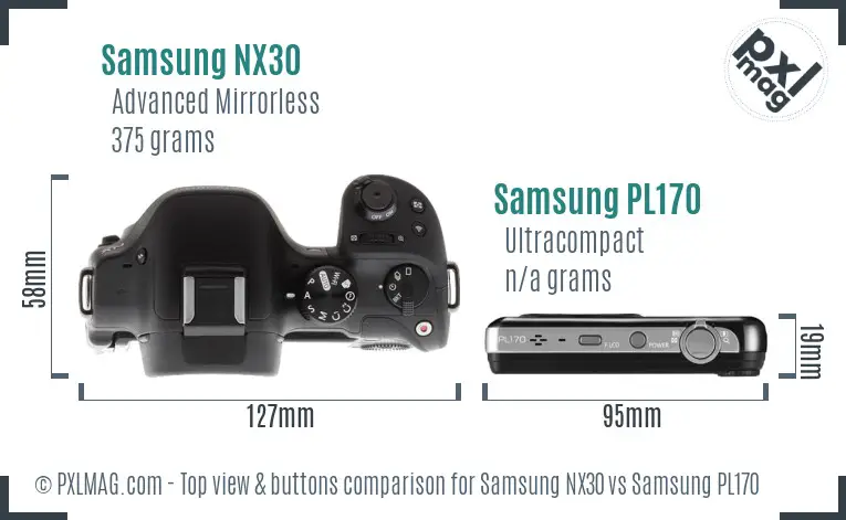 Samsung NX30 vs Samsung PL170 top view buttons comparison