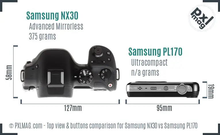 Samsung NX30 vs Samsung PL170 top view buttons comparison