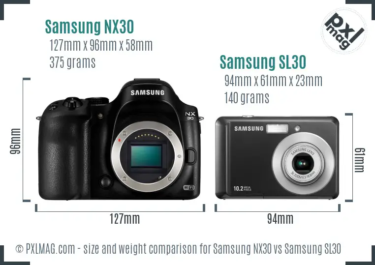 Samsung NX30 vs Samsung SL30 size comparison