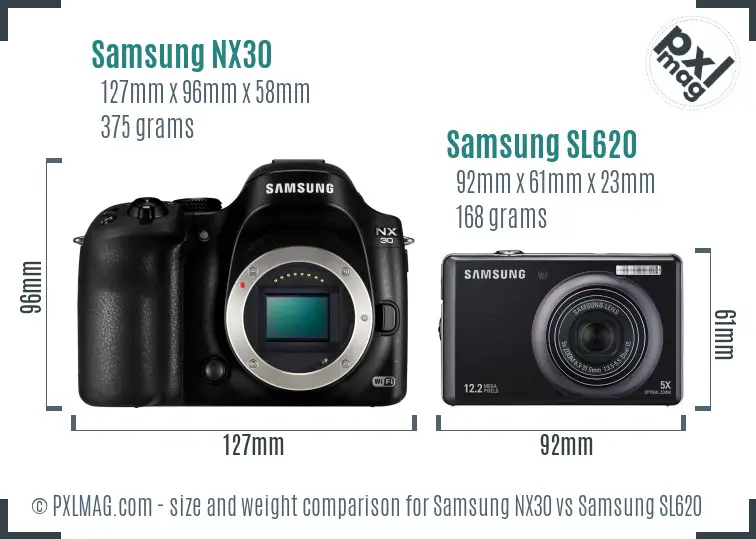 Samsung NX30 vs Samsung SL620 size comparison