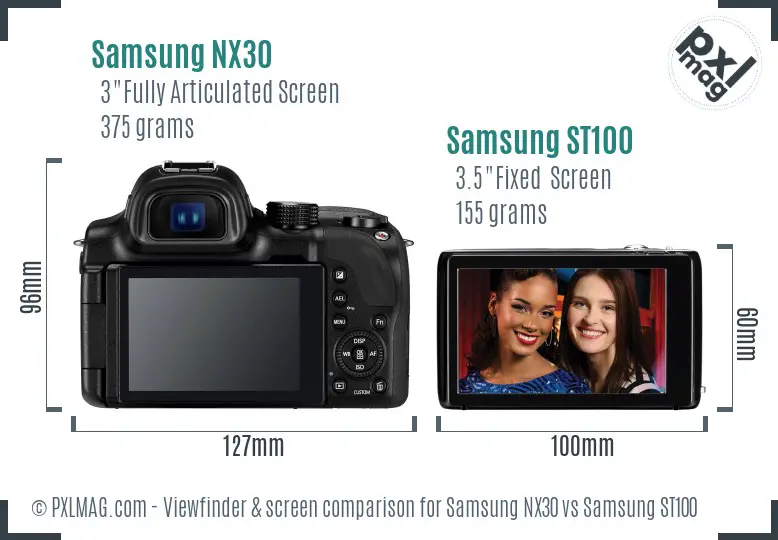 Samsung NX30 vs Samsung ST100 Screen and Viewfinder comparison
