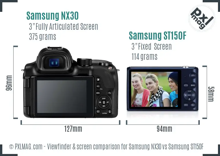 Samsung NX30 vs Samsung ST150F Screen and Viewfinder comparison