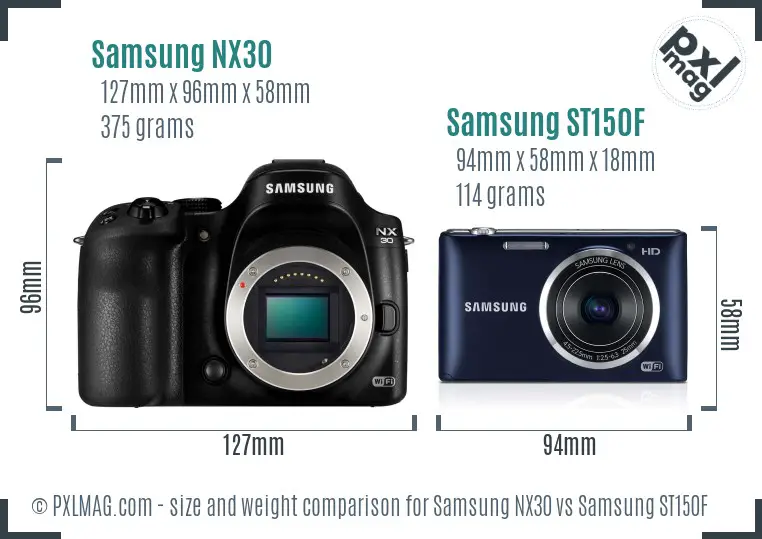 Samsung NX30 vs Samsung ST150F size comparison