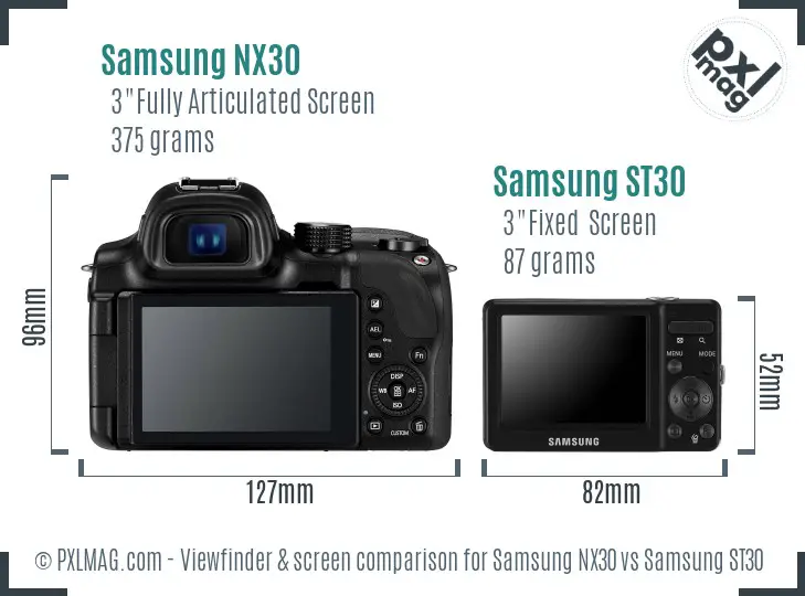 Samsung NX30 vs Samsung ST30 Screen and Viewfinder comparison