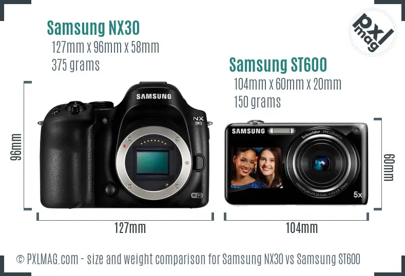 Samsung NX30 vs Samsung ST600 size comparison