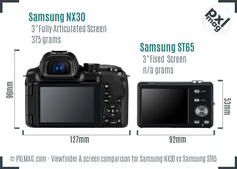Samsung NX30 vs Samsung ST65 Screen and Viewfinder comparison