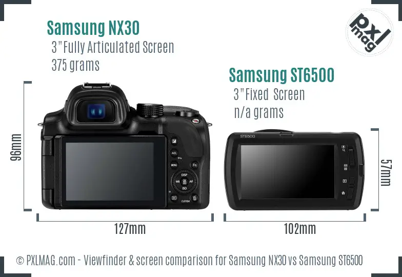 Samsung NX30 vs Samsung ST6500 Screen and Viewfinder comparison