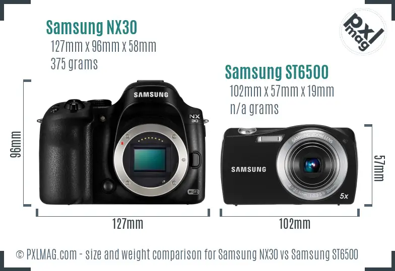 Samsung NX30 vs Samsung ST6500 size comparison