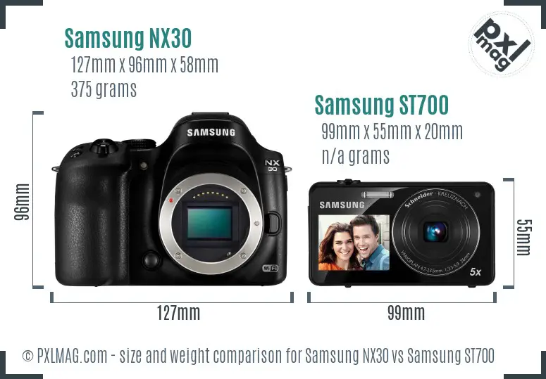 Samsung NX30 vs Samsung ST700 size comparison