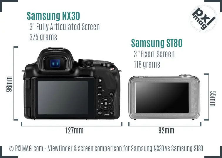 Samsung NX30 vs Samsung ST80 Screen and Viewfinder comparison