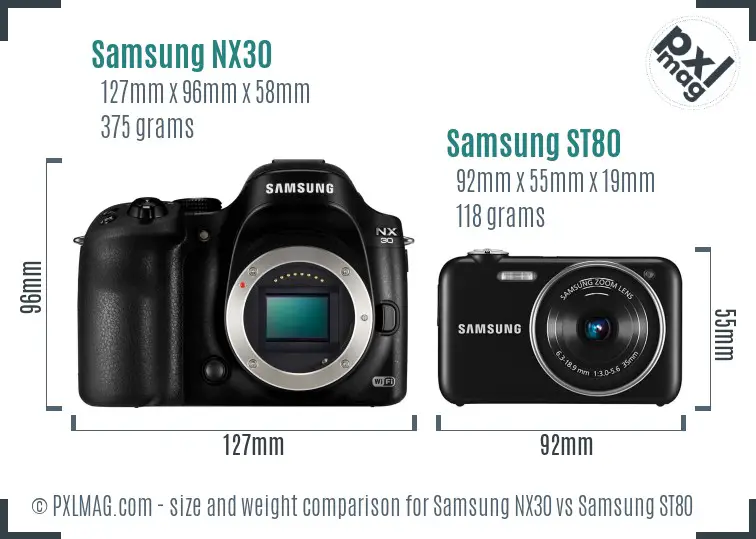 Samsung NX30 vs Samsung ST80 size comparison