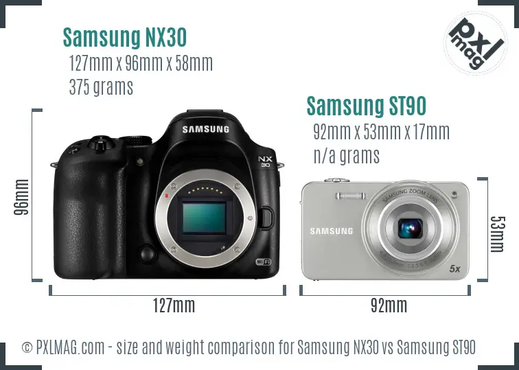 Samsung NX30 vs Samsung ST90 size comparison