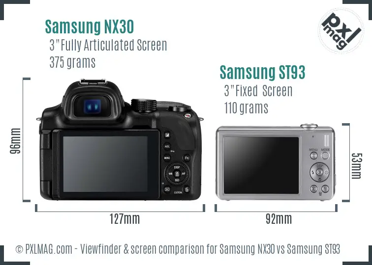 Samsung NX30 vs Samsung ST93 Screen and Viewfinder comparison Samsung NX30 vs Samsung ST93 Screen and Viewfinder comparison