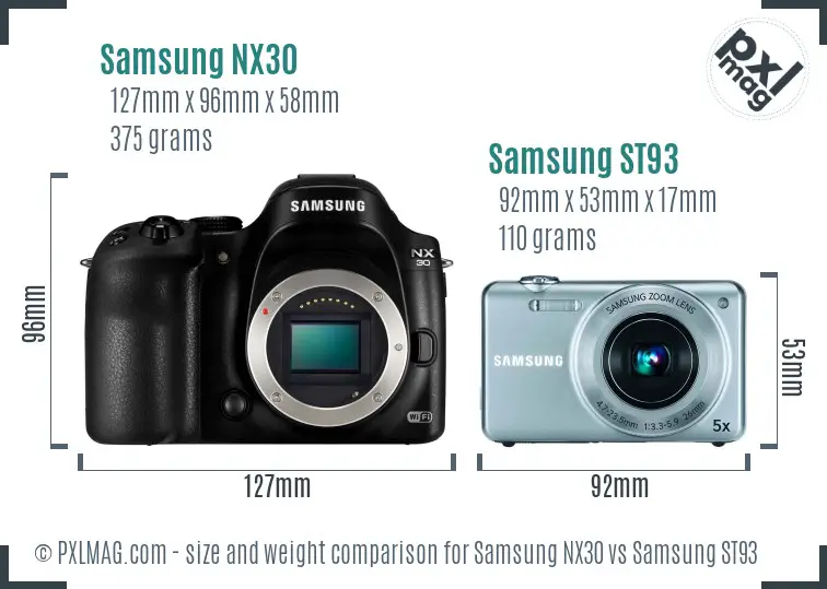 Samsung NX30 vs Samsung ST93 size comparison Samsung NX30 vs Samsung ST93 size comparison