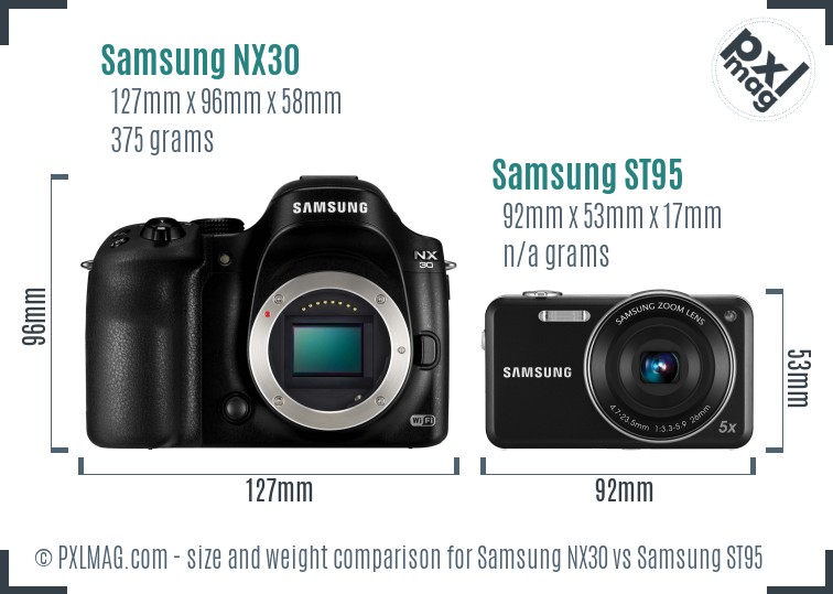 Samsung NX30 vs Samsung ST95 size comparison