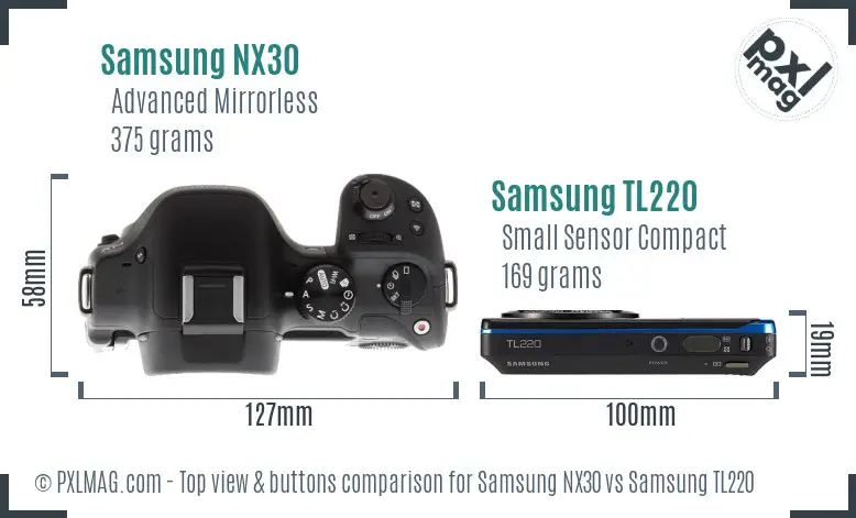 Samsung NX30 vs Samsung TL220 top view buttons comparison