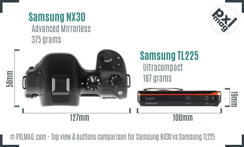 Samsung NX30 vs Samsung TL225 top view buttons comparison