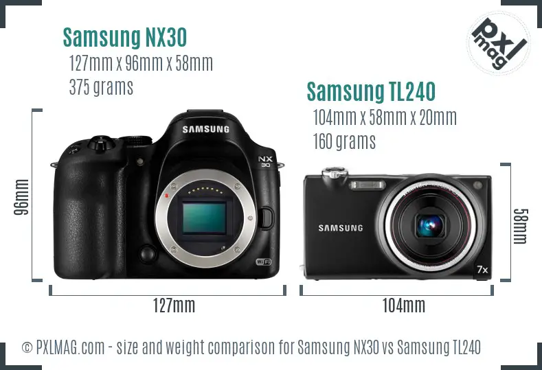Samsung NX30 vs Samsung TL240 size comparison