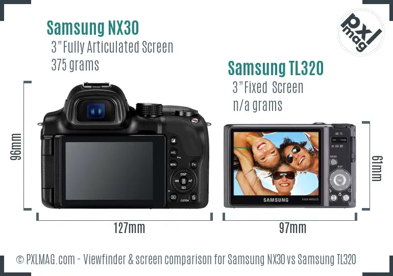 Samsung NX30 vs Samsung TL320 Screen and Viewfinder comparison