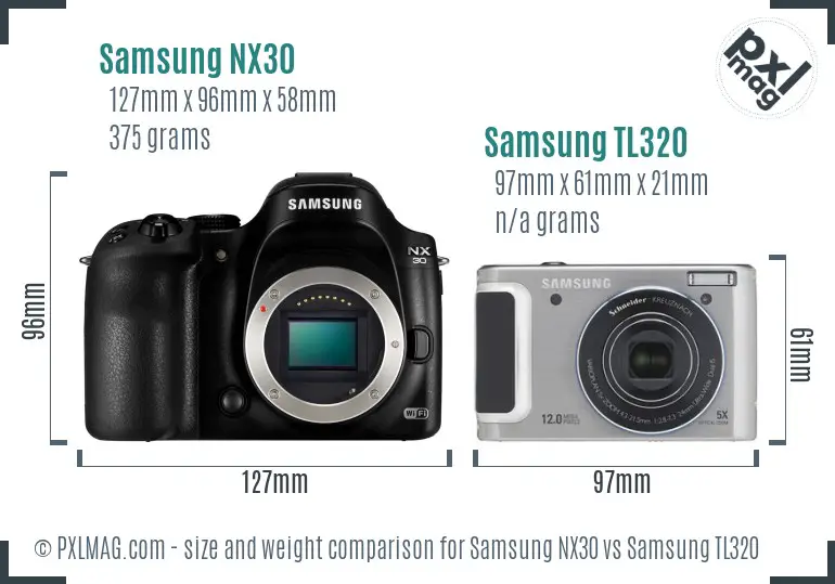 Samsung NX30 vs Samsung TL320 size comparison