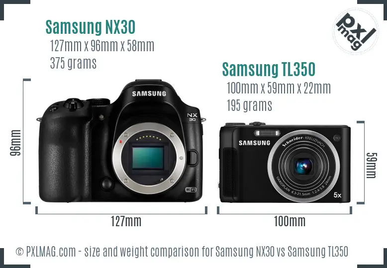 Samsung NX30 vs Samsung TL350 size comparison