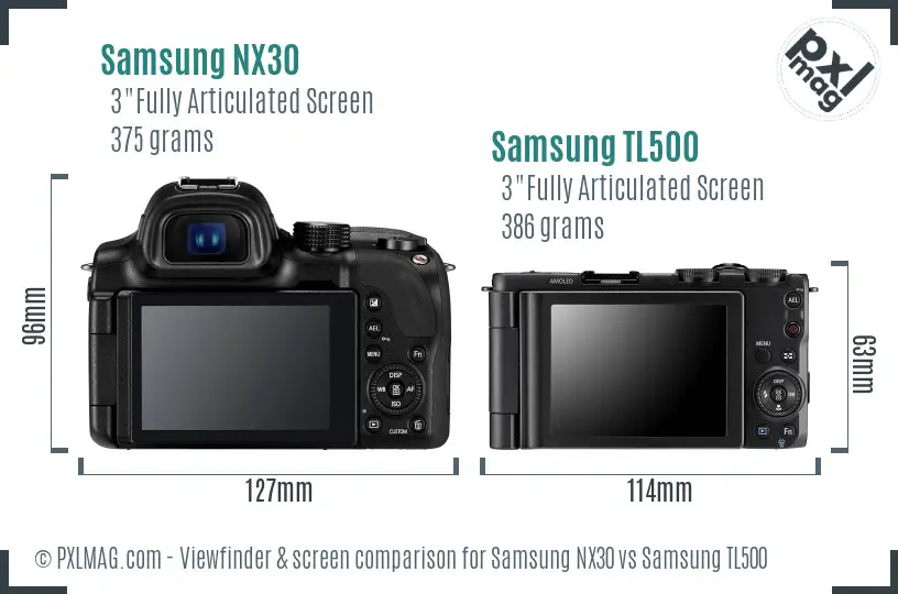 Samsung NX30 vs Samsung TL500 Screen and Viewfinder comparison