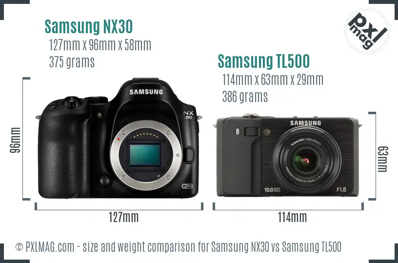 Samsung NX30 vs Samsung TL500 size comparison