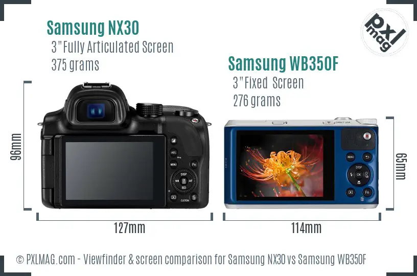 Samsung NX30 vs Samsung WB350F Screen and Viewfinder comparison