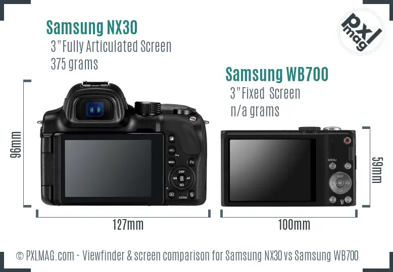 Samsung NX30 vs Samsung WB700 Screen and Viewfinder comparison