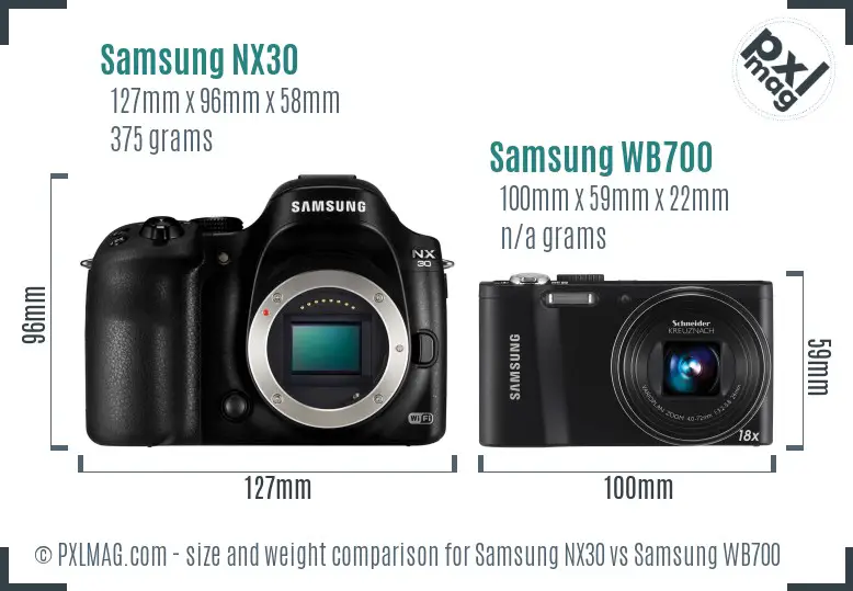 Samsung NX30 vs Samsung WB700 size comparison