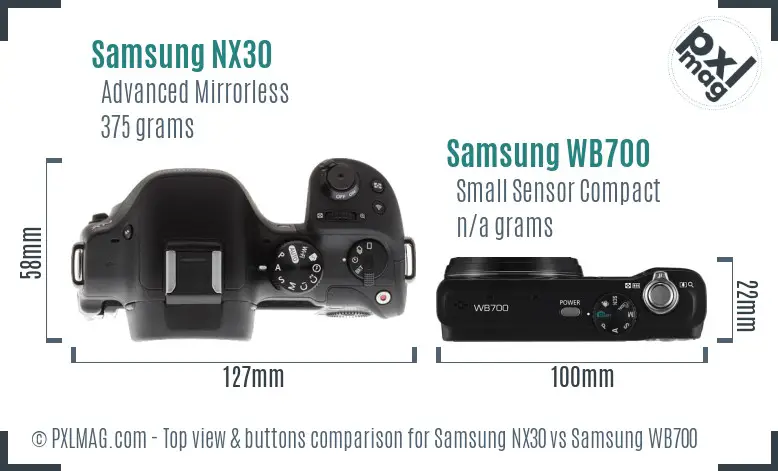 Samsung NX30 vs Samsung WB700 top view buttons comparison