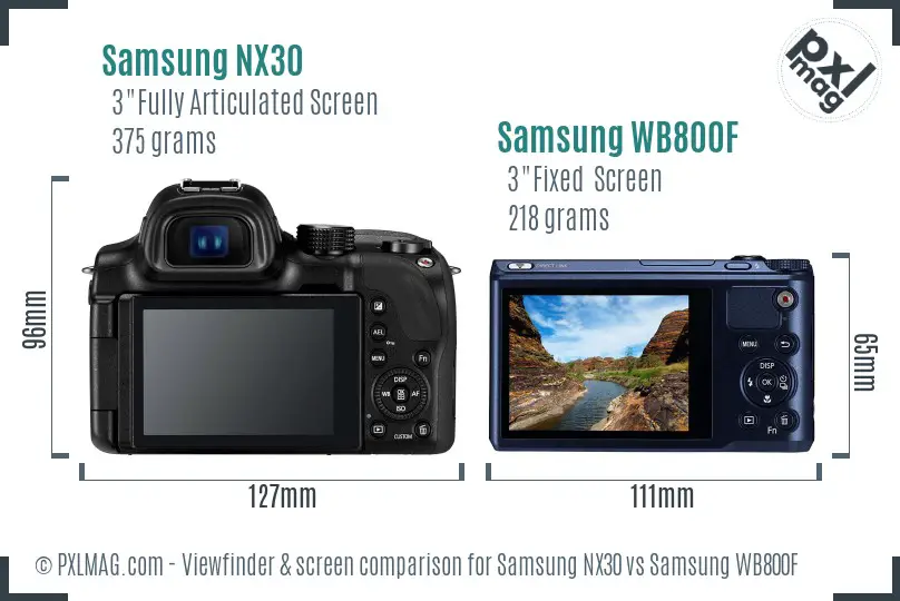 Samsung NX30 vs Samsung WB800F Screen and Viewfinder comparison