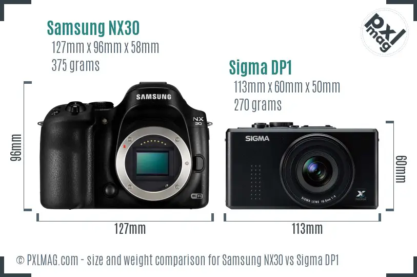 Samsung NX30 vs Sigma DP1 size comparison