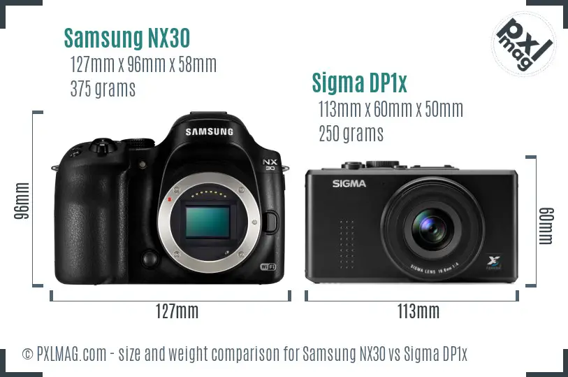 Samsung NX30 vs Sigma DP1x size comparison