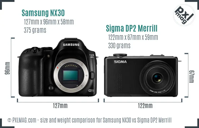 Samsung NX30 vs Sigma DP2 Merrill size comparison