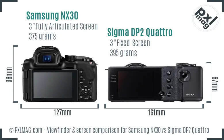 Samsung NX30 vs Sigma DP2 Quattro Screen and Viewfinder comparison