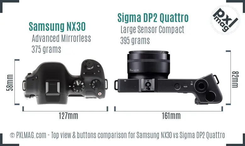 Samsung NX30 vs Sigma DP2 Quattro top view buttons comparison