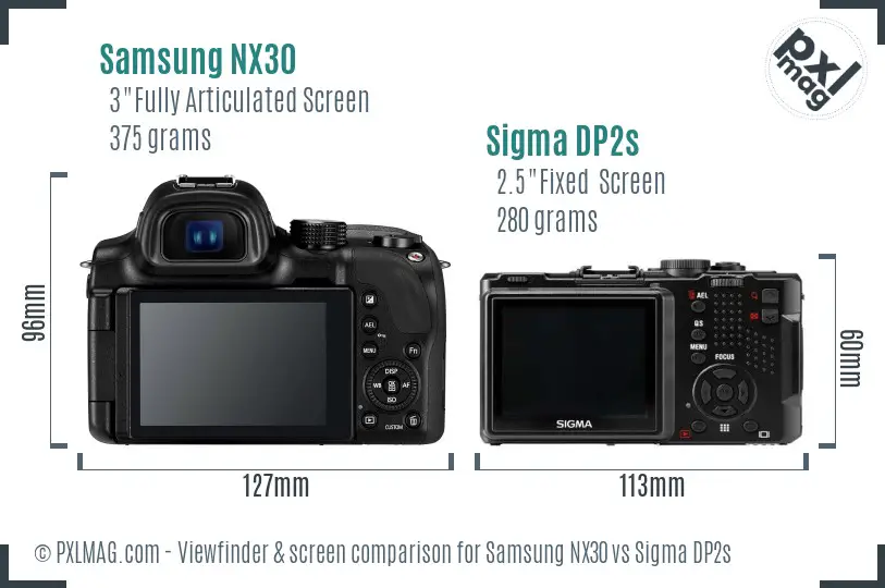Samsung NX30 vs Sigma DP2s Screen and Viewfinder comparison