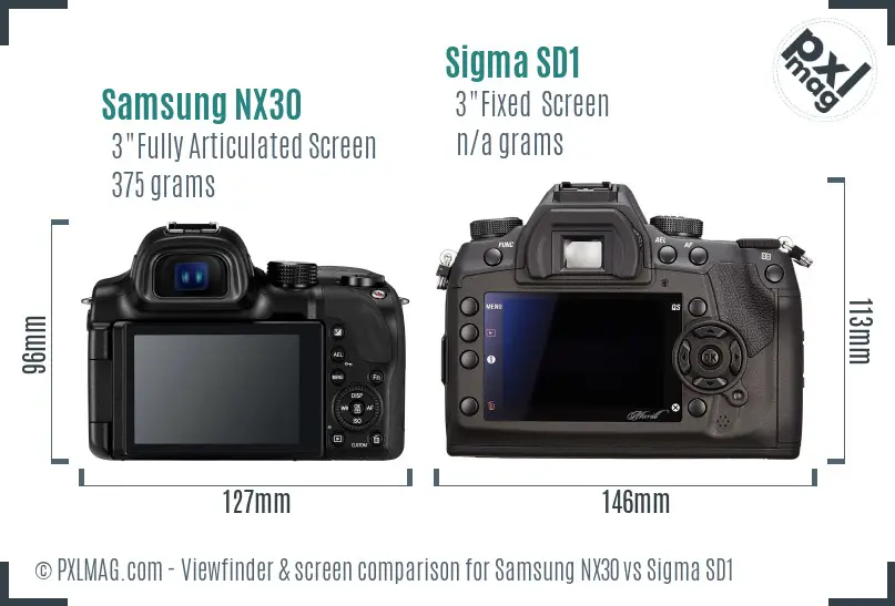 Samsung NX30 vs Sigma SD1 Screen and Viewfinder comparison