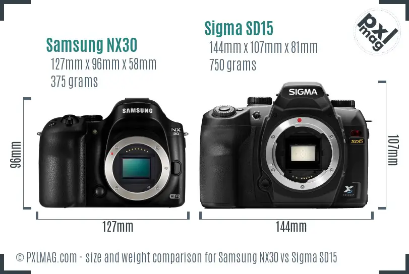 Samsung NX30 vs Sigma SD15 size comparison