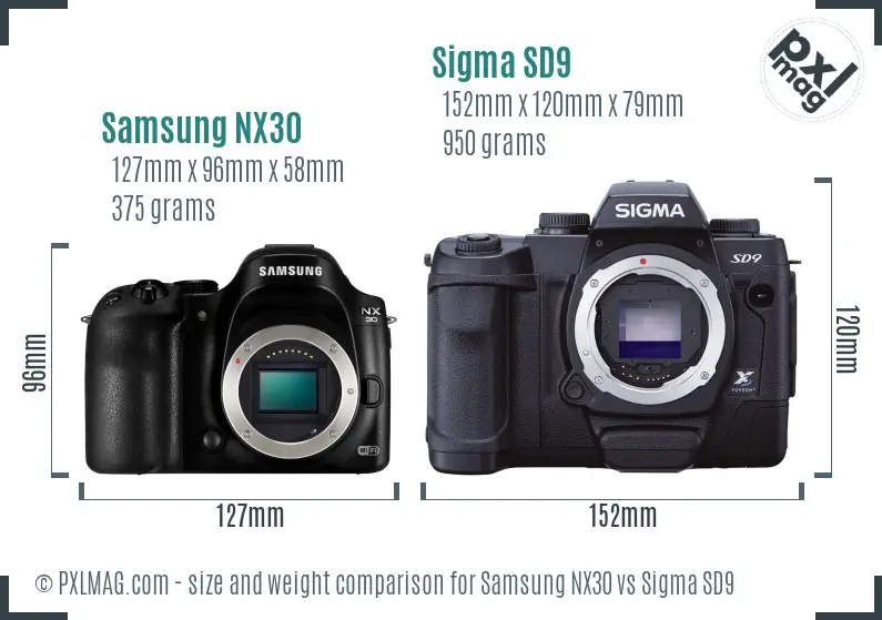 Samsung NX30 vs Sigma SD9 size comparison