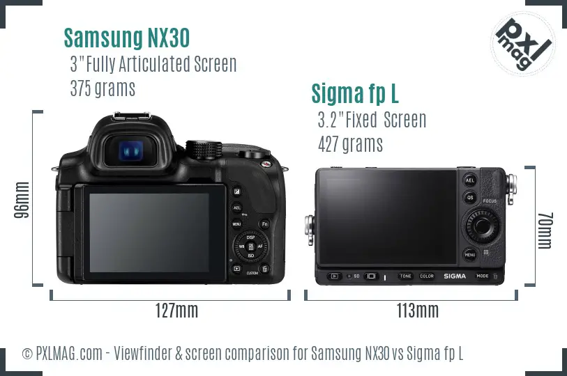 Samsung NX30 vs Sigma fp L Screen and Viewfinder comparison
