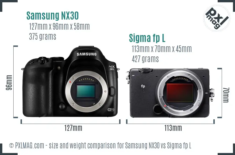 Samsung NX30 vs Sigma fp L size comparison