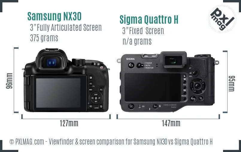 Samsung NX30 vs Sigma Quattro H Screen and Viewfinder comparison