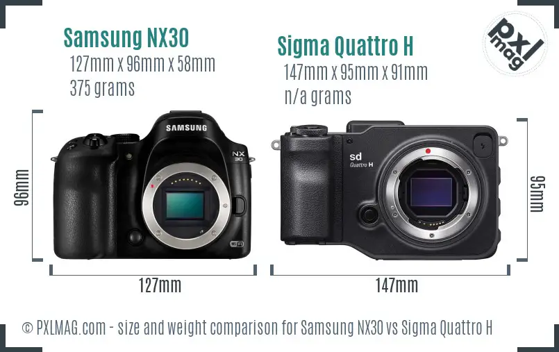 Samsung NX30 vs Sigma Quattro H size comparison