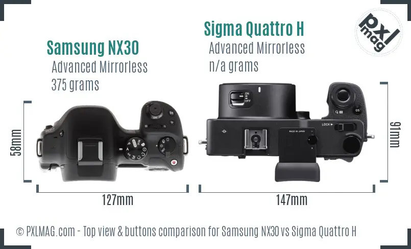 Samsung NX30 vs Sigma Quattro H top view buttons comparison