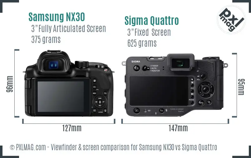 Samsung NX30 vs Sigma Quattro Screen and Viewfinder comparison
