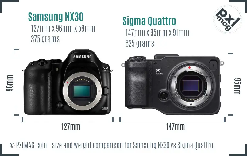 Samsung NX30 vs Sigma Quattro size comparison